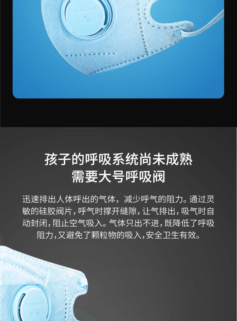 松研 pm2.5防雾霾防尘透气儿童口罩 带呼吸阀 5只装 图11