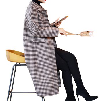 Difenlujia wool double-faced retro plaid coat