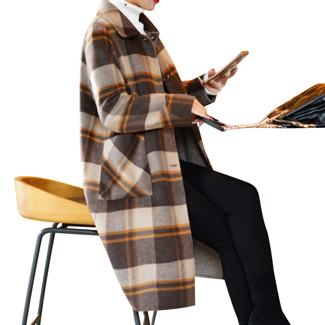 Difenlujia wool Korean style reversible woolen coat