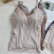 Thin Money Comfort Pituitary Modell Hit Bottom Underwear Suit With Chest Cushion Harness Lace Lace Side Loose Woman Shorts Pyjamas