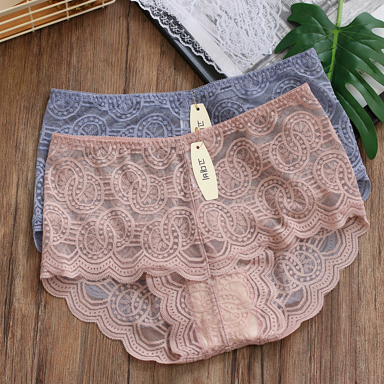 Gu Fei's new lace panties are elegant, light, soft, comfortable, sexy, boxer, buttocks, seamless, mid-waist ladies' panties