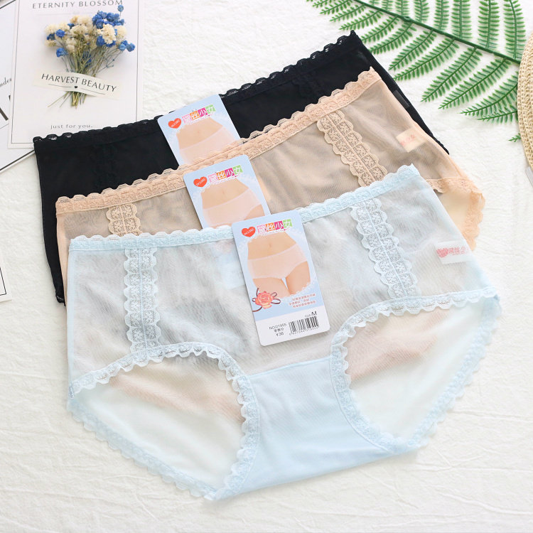 Daisy teenage girl Jane about light and soft mesh yarn Sexy transparent lace speed dry overdraft with hip mid-waist elastic underpants
