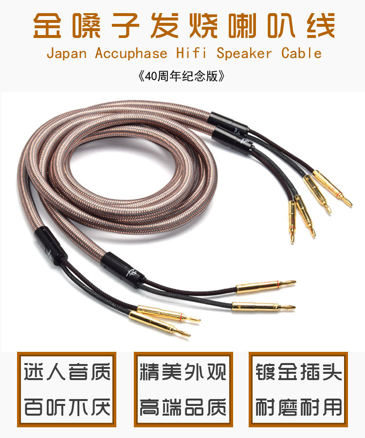 Special original golden voice fever speaker wire 5U gold-plated HiFi main speaker wire gold-plated banana head audio wire