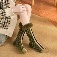 Martens, бархатные носки, милые зимние хлопковые удерживающие тепло модные гольфы, средней длины, длина миди