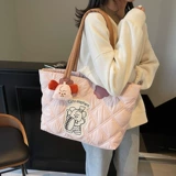 Вместительная и большая универсальная сумка через плечо с пухом, городской стиль, подходит для студента