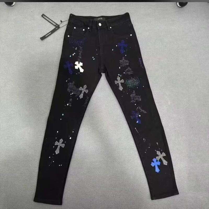 European Style Light Luxury Rhinestone Cross Jeans for Men, Summer New Trendy Brand Slim Fit Skinny Versatile Casual Long Pants European Style Light Luxury Rhinestone Cross Jeans for Men, Summer New Trendy Brand Slim Fit Skinny Versatile Casual Long Pants