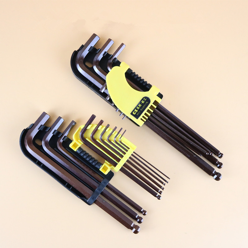 S2 hexagon wrench set Flat head ball head tool Plum six square board