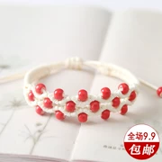 Vẻ đẹp sứ nguyên bản màu men sứ tráng men hạt vòng tay dệt vòng tay Trang sức đôi nhỏ tươi văn học dân gian