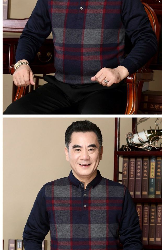 Áo sơ mi nam trung niên mùa đông, bố, cộng với áo len dày nhung, áo len nam trung niên, áo len ấm áp - Hàng dệt kim shop thời trang nam