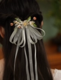 Женские аксессуары для волос Hanfu с загнутыми назад застежками, аксессуары для волос с бантиком в виде феи Лолиты в лесном стиле, полузавязанные заколки на затылке