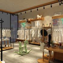 Childrens clothing store shelves display shelves Hanging clothes on the side of the wall Floor-to-ceiling Nakajima clothing store display containers