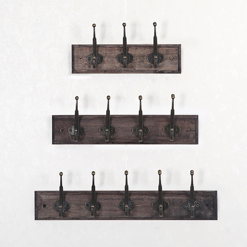 Vintage clothing store display rack wall hook row hook fitting room hanger European solid wood point hanging wall hanging