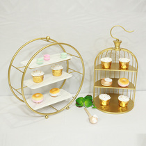European-style wrought Birdcage dessert table cake rack afternoon tea dessert shelf Multi-Layer Display rack