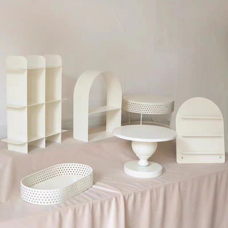 Cream-Style Dessert Table Display Stand Birthday Cake Stand Wedding Table Setting Cold Meal Tea Break Wrought Iron Dessert Tray