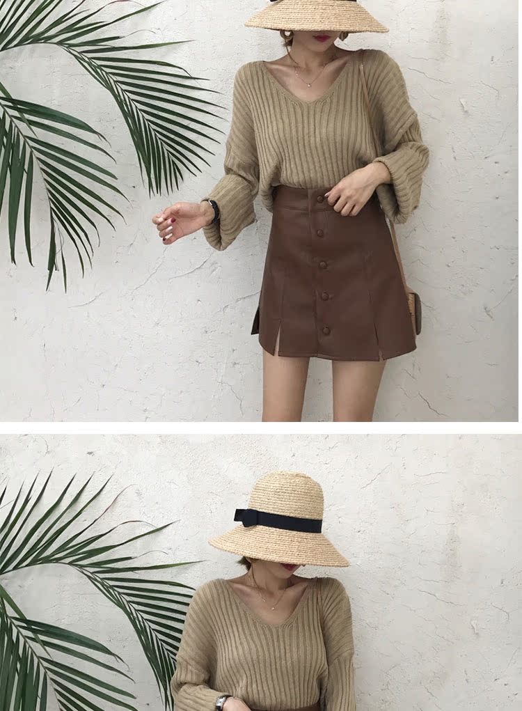 Đầu mùa thu áo len mỏng tay dài nữ phiên bản Hàn Quốc của set đồ rộng mặc ngoài kèn tay áo sơ mi lười gió nữ đan phần mỏng shop quần áo nữ