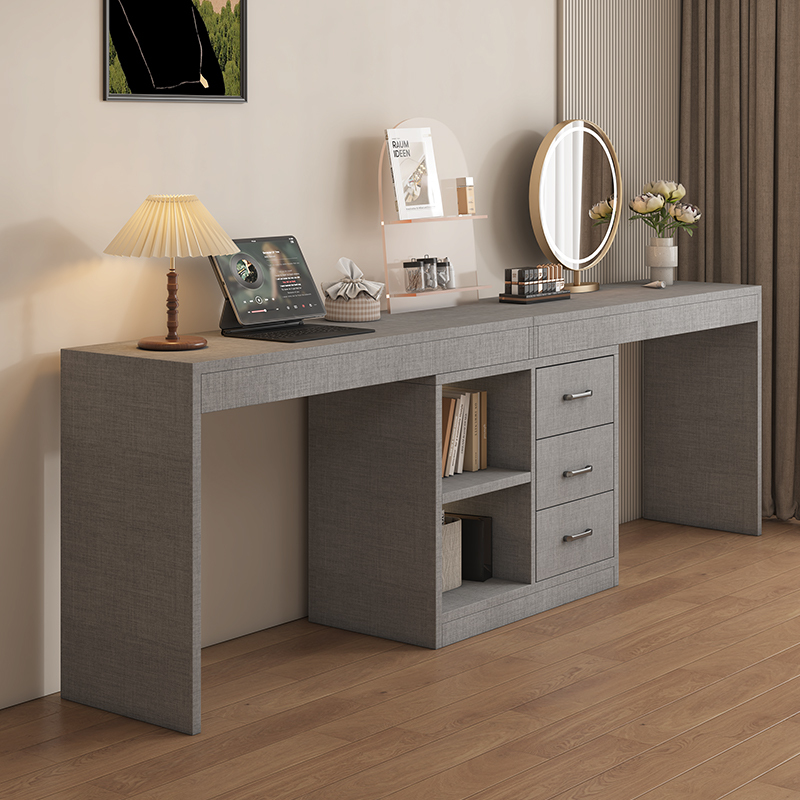 Solid Wood Desk, Dressing Table, Office Computer Desk, Writing Desk, Small Apartment Double Corner Retractable Study Desk, Long Table