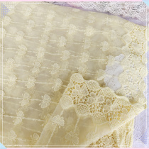 643 special price whole block of 6 m left and right Heavy work tender yellow bilateral butterfly mesh yarn water soluble embroidery fabric