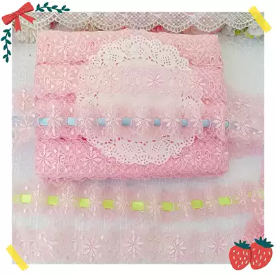 908 whole board Day single about 63Y pink can wear ribbon mesh embroidery lace diy bow doll accessories