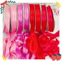 617 whole roll Korean version about 50 yards red pink color double-sided sliding ribbon diy bow hair accessories