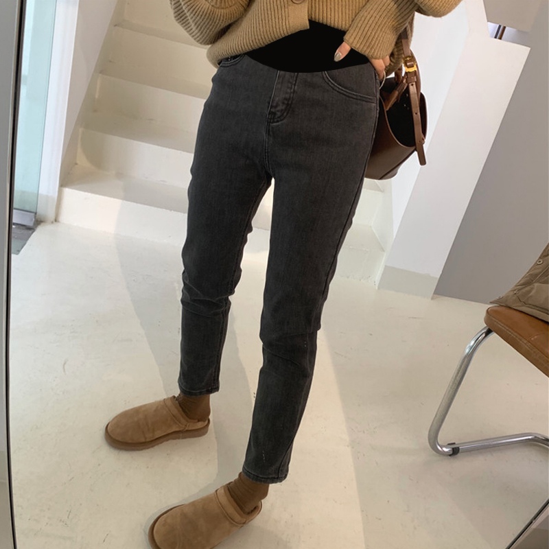 Pregnant Woman Smoke Pipe Jeans Children Summer Thin Outside Wearing Inner Lap Pants Tobacco Grey 90% Straight Barrel Nursery Pants Spring Autumn