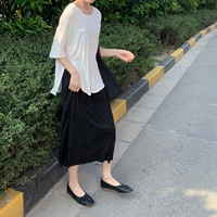 Длинная осенняя черная юбка с поддержкой живота, средней длины, свободный крой, А-силуэт