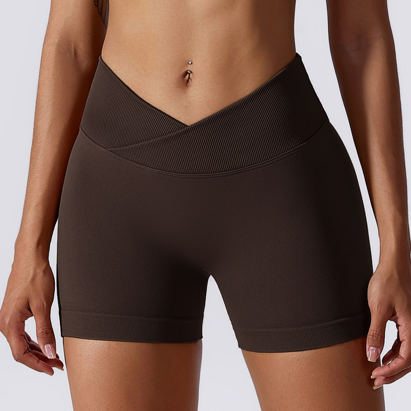 Peach Butt-Lifting European and American Yoga Shorts, Elastic High-Waisted Running Fitness Shorts, Tight Seamless Sports Shorts for Women