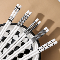 Anti-mildew anti-slip bone china ivory white chopsticks household ceramics 5 pairs of high temperature resistant public chopsticks one person one chopsticks ins style