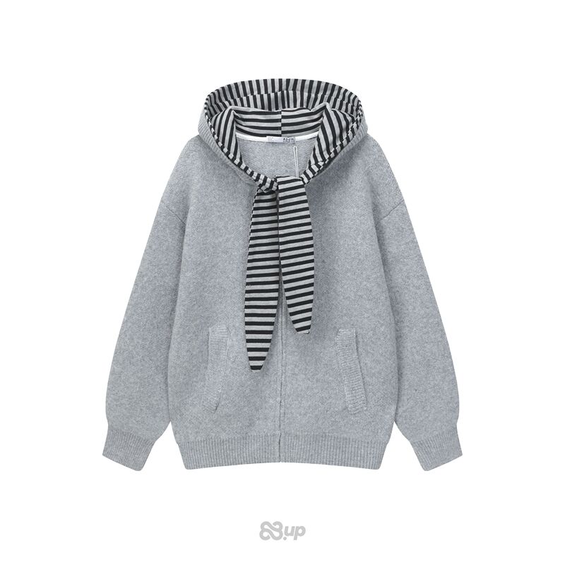 88up American Retro Striped Patchwork Hooded Cardigan Knitwear for Men and Women, Versatile Loose Sweater Jacket for Autumn and Winter 88up American Retro Striped Patchwork Hooded Cardigan Knitwear for Men and Women, Versatile Loose Sweater Jacket for Autumn and Winter