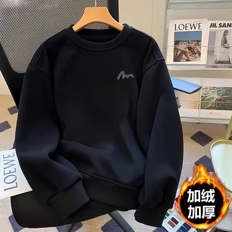 Outlet Autumn and Winter Heavyweight Pure Cotton Sweatshirt for Men and Women, Loose Casual Long-Sleeve Top with Fleece Lining and Thickened Base Layer Outlet Autumn and Winter Heavyweight Pure Cotton Sweatshirt for Men and Women, Loose Casual Long-Sleeve Top with Fleece Lining and Thickened Base Layer