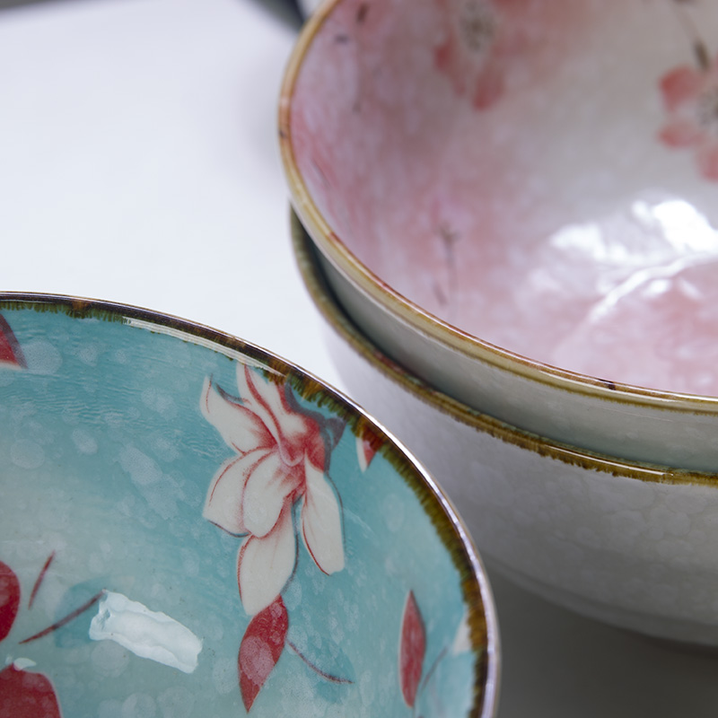 And the four seasons flower Japanese hand - made ceramic tableware household dish dish dish dish to eat the fish bowl bowl rainbow such use