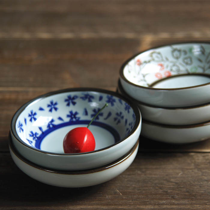 And the four seasons of hand - made with Japanese ceramics tableware under the glaze color plate round dish taste disc snack plate