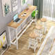 작은 긴 테이블 책상 매우 좁은 40 세 소녀의 침실 가정용 벽에 붙은 작은 긴 테이블