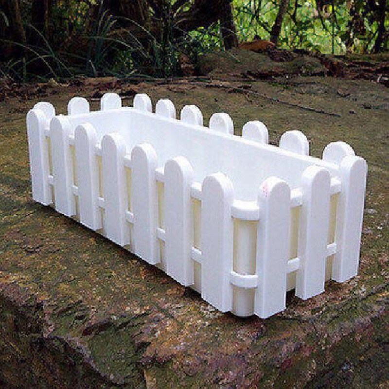 6 flower trough fence long trough pot white color fence plastic flower pot balcony planting flowers and vegetables succulent pot rectangular