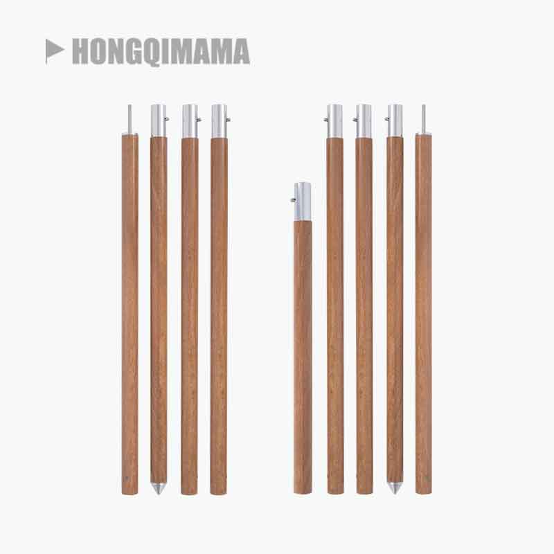 Thickened wood grain aluminum alloy Tiancurtain telescopic tent pole emulated wood grain camp pole awning bracket rain shed telescopic