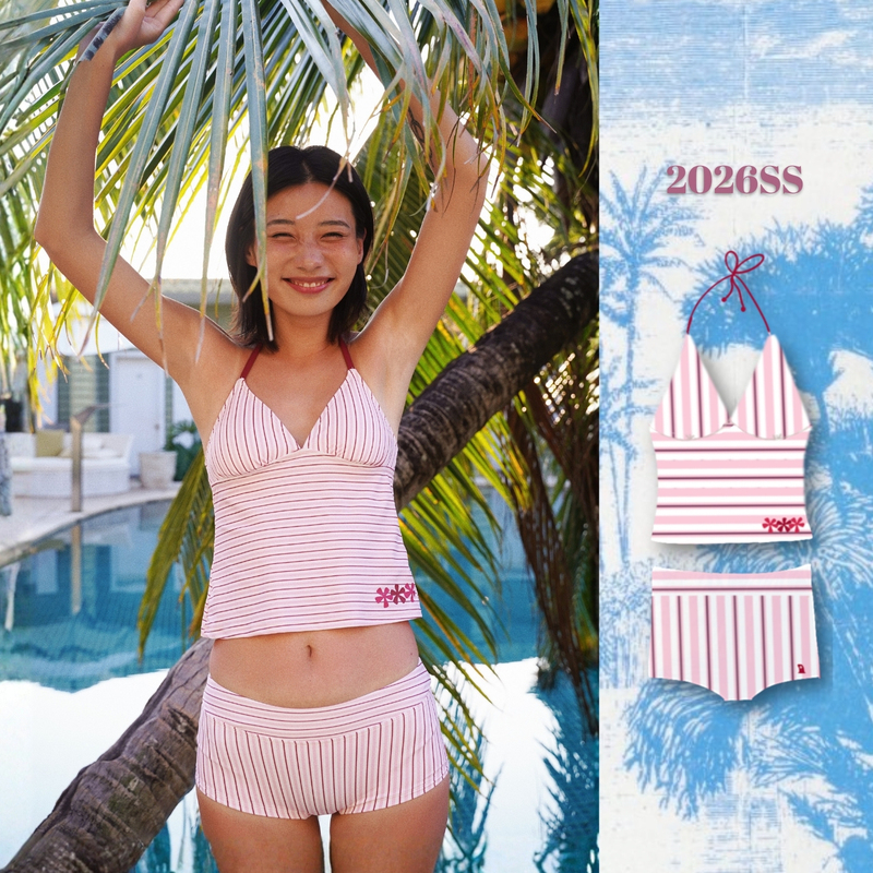 Grlwild2026·Tropical Sweetheart Striped Two-Piece Swimsuit with Tie-Up Backless Low-Waist Sexy ins Style Grlwild2026·Tropical Sweetheart Striped Two-Piece Swimsuit with Tie-Up Backless Low-Waist Sexy ins Style