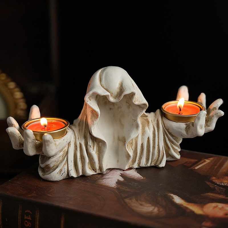 Halloween Wizard Mysterious Dark Style Retro Desktop Decoration Ornaments Crafts Ghost Festival Scented Candle Candle Holder