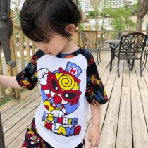 ins Super fire childrens clothing summer 2021 New Men and women T-shirt Net red in the big Children Day Tide brand Cotton Cotton short sleeve