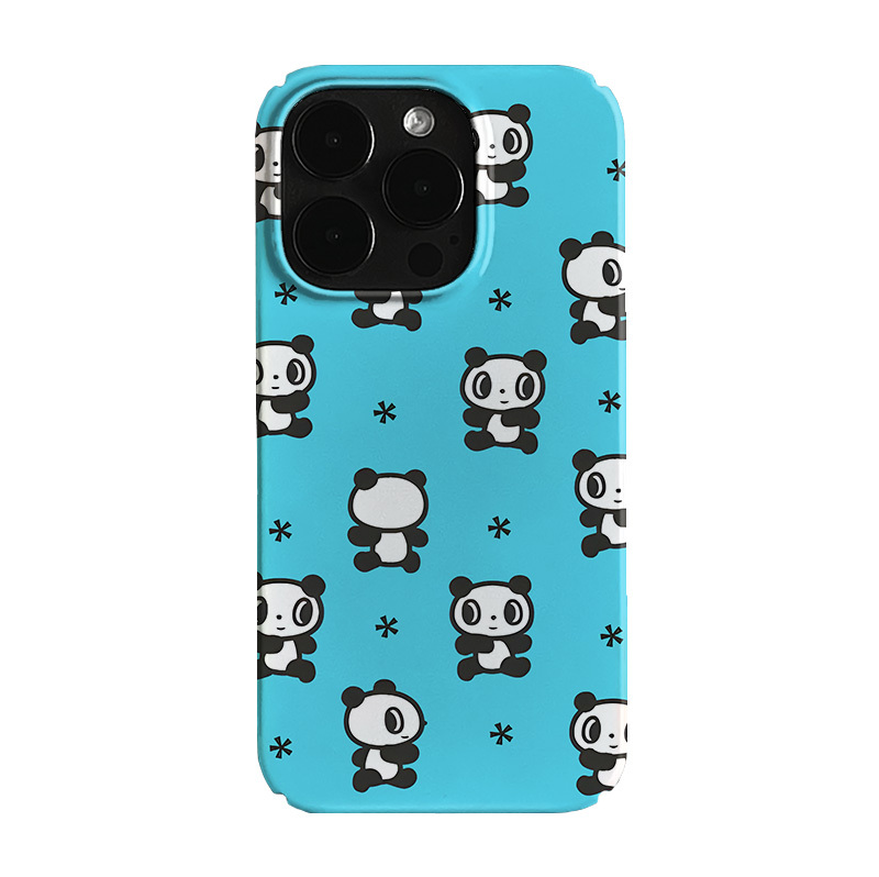 Blue Panda Cartoon Niche High-End iPhone 17 Pro+ Apple 16 Pro Max Film Phone Case New Model 14/15 Mini Suitable for Huawei P80