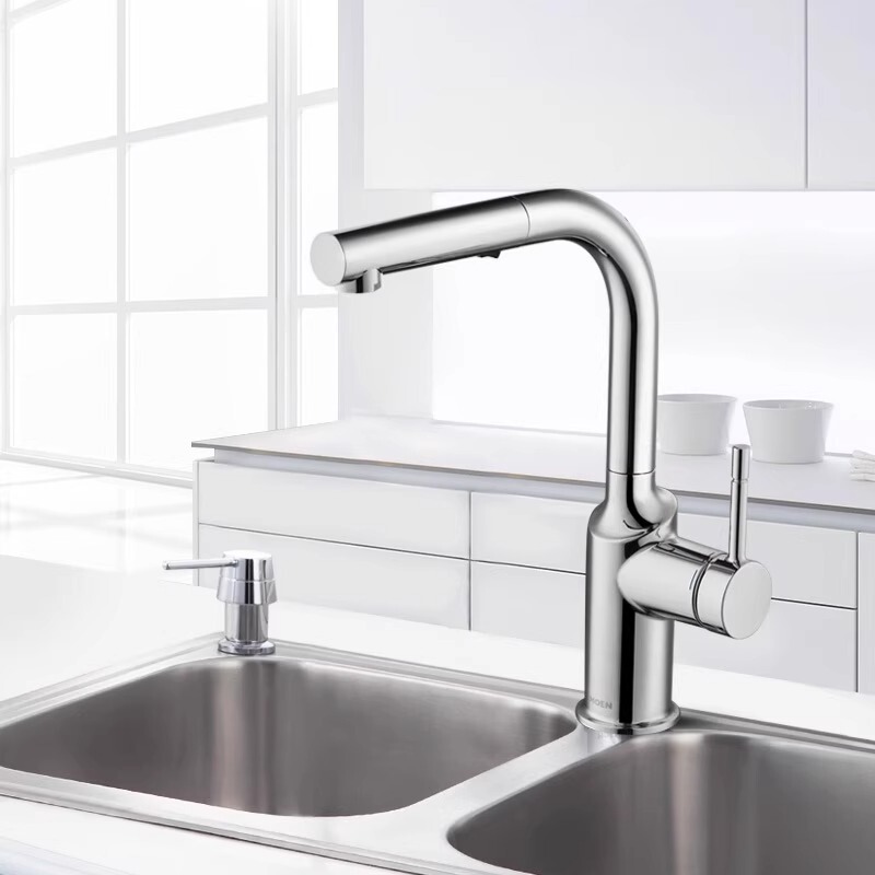 Moen Kitchen Pull-Out Faucet All-Copper Hot and Cold Water Faucet for Sink, Dishwashing Sink, Laundry Sink Faucet 67100