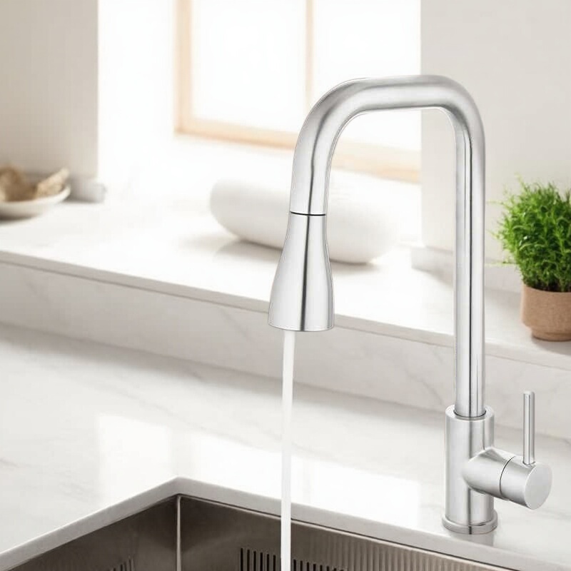 Moen 304 Stainless Steel Sink Kitchen Faucet Pull-Out Hot and Cold Universal Rotating Splash-Proof Kf09352