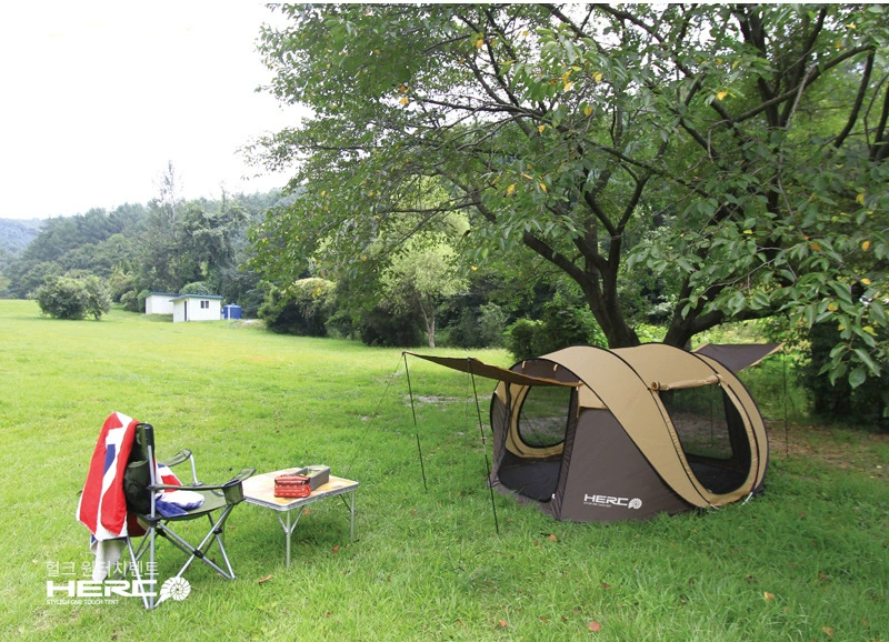 Phiên bản tiếng Hàn hoàn toàn tự động 3 giây tốc độ mở ốc sên lều kiểu gia đình cắm trại 2 cửa 2 cửa sổ lớn mái lều sân - Lều / mái hiên / phụ kiện lều