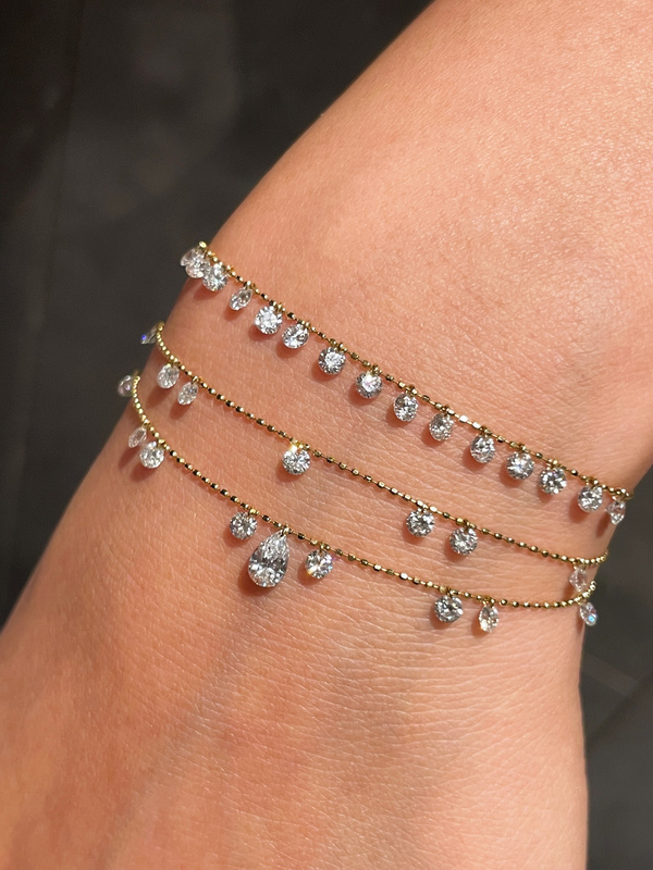 18K Cultured Diamond Dewdrop Tassel Au750 Sparkling Anklet Bracelet Devs Cultured Full Diamond Necklace Starry Effect 18K Cultured Diamond Dewdrop Tassel Au750 Sparkling Anklet Bracelet Devs Cultured Full Diamond Necklace Starry Effect