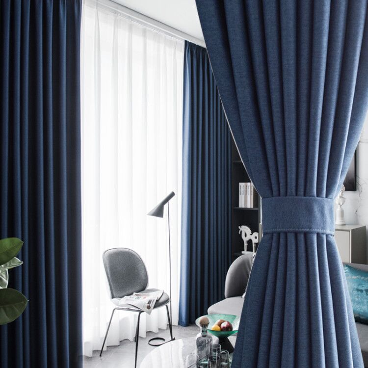 Curtains shading bedroom living room Nordic simple cotton and linen light luxury 2020 new 100 opaque thickened full cloth