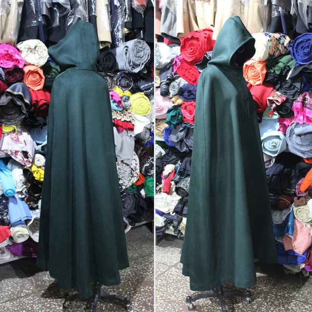 ເສື້ອຍືດຍາວພິເສດຂອງ Tiansu Tailor hooded wool velvet cloak coat ສີຂຽວເຂັ້ມສີທອງສີນ້ໍາຕານສີຂຽວທີ່ເຮັດເອງ