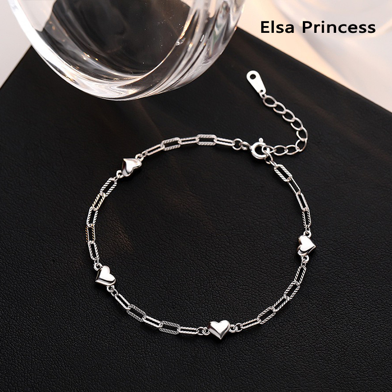 Pt950 Platinum Paperclip Heart-Shaped Love Bracelet Au750 White Gold Fashion Plain Gold Sweet Bracelet for Women