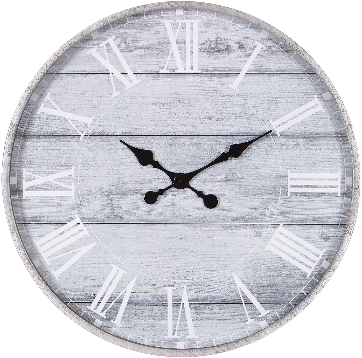 Small jade Patton wall decoration galvanized metal grey washed wood planks Rome digital round hanging bell grey