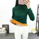 Thick velvet sweater for women in spring and autumn, new autumn and winter warm Korean style pullover, high collar knitted bottoming shirt, short style