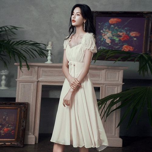 Летнее платье подружки невесты, длинное вечернее платье, коллекция 2022, цвета шампанского, средней длины, длина макси