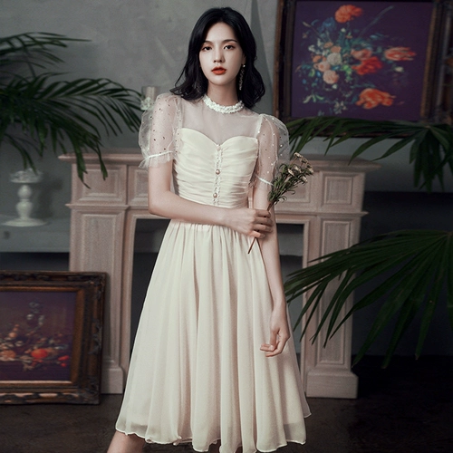 Летнее платье подружки невесты, длинное вечернее платье, коллекция 2022, цвета шампанского, средней длины, длина макси