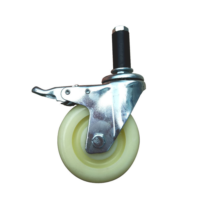 Medium bearing 2 inch 3 inch 4 inch white PP with brake caster universal wheel flatbed trolley directional nylon with brake wheel